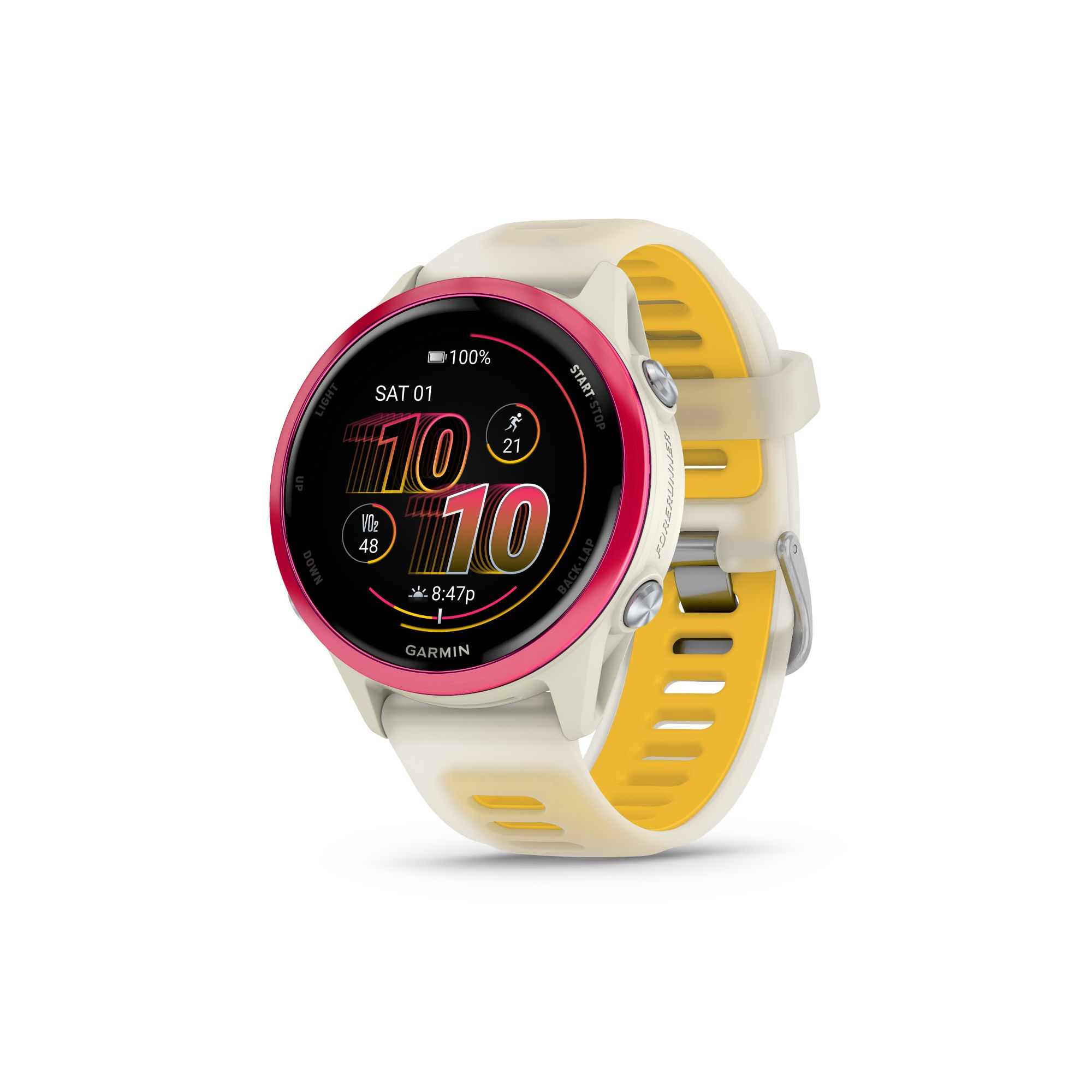 Forerunner® 570 - 42mm, Bone/Himbeerrot