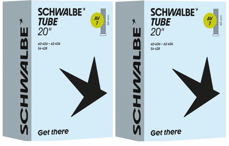 2x SCHWALBE Schlauch AV7 40/62-406 schwarz 20" 40mm
