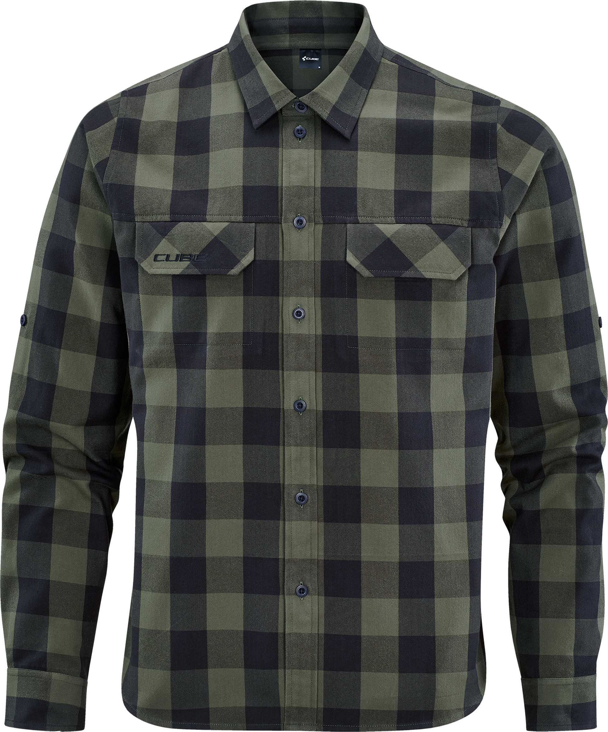 WORK Hemd langarm olive check